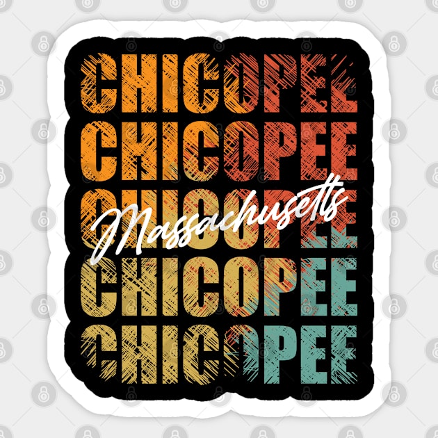 Chicopee Massachusetts Retro Vintage Custom Design Unique Graphic Sticker by lorijaquelyn